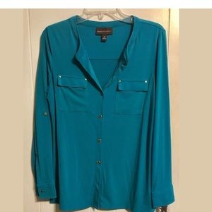 Dana Buchman button down turquoise blouse. Sz. S